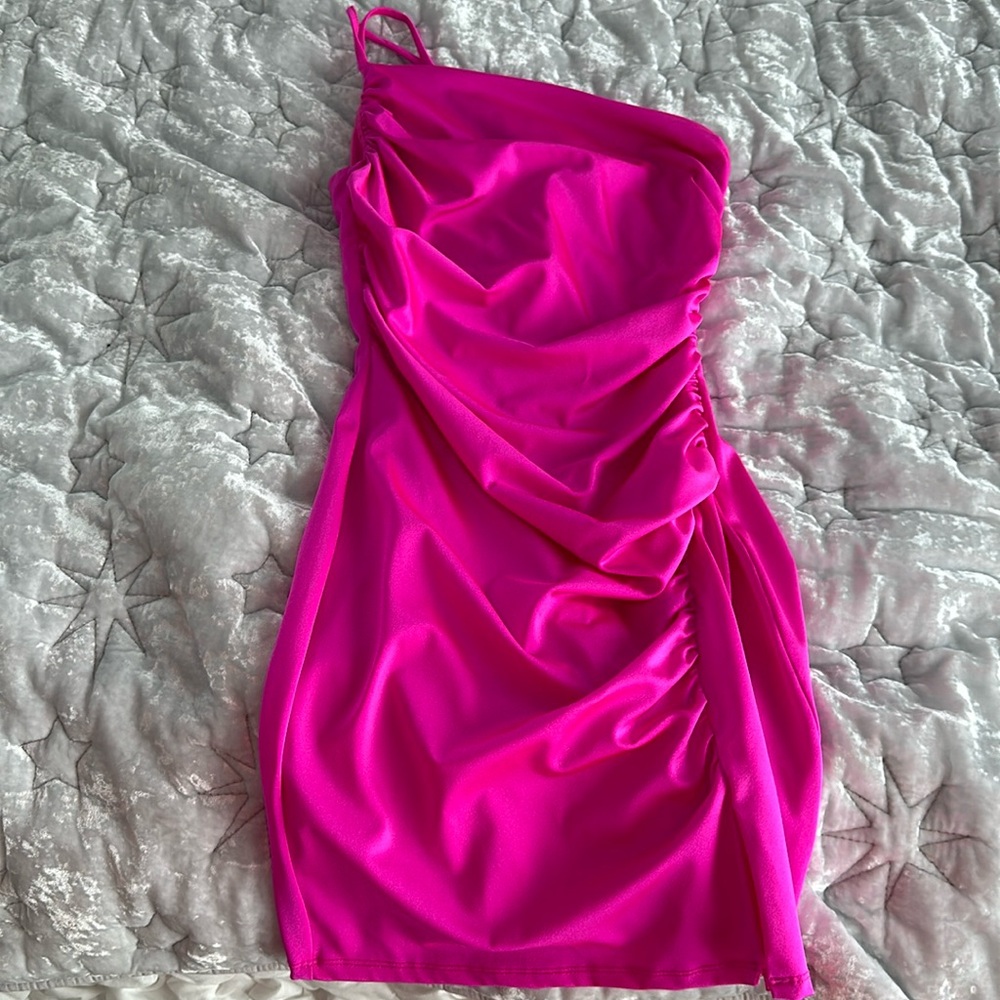 Hot pink mini dress